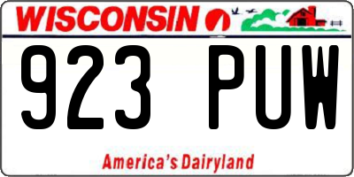 WI license plate 923PUW