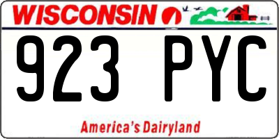 WI license plate 923PYC