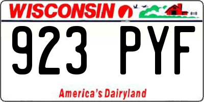 WI license plate 923PYF