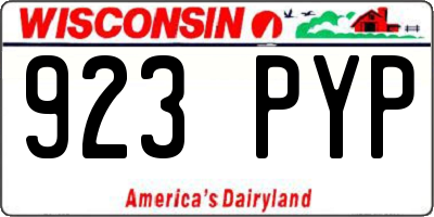 WI license plate 923PYP