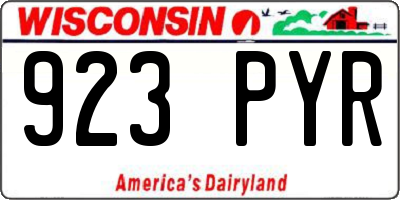 WI license plate 923PYR