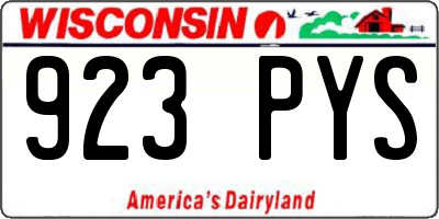WI license plate 923PYS