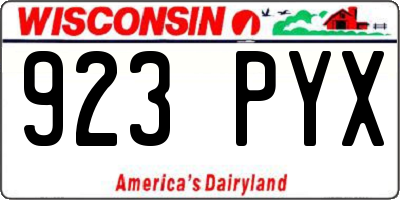 WI license plate 923PYX