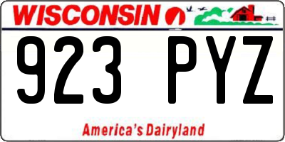 WI license plate 923PYZ