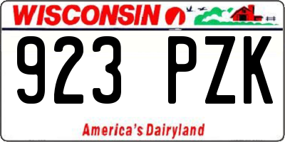 WI license plate 923PZK