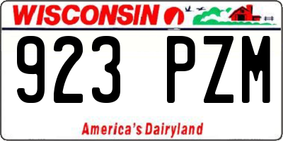 WI license plate 923PZM