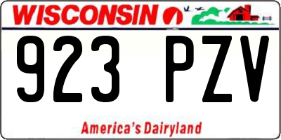 WI license plate 923PZV