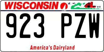 WI license plate 923PZW