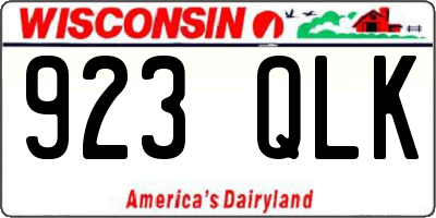 WI license plate 923QLK
