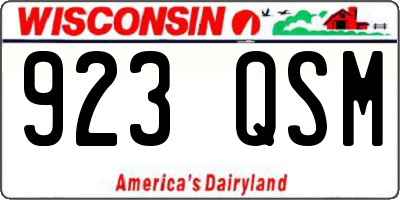 WI license plate 923QSM