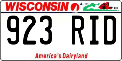 WI license plate 923RID