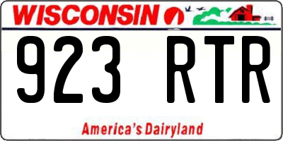 WI license plate 923RTR