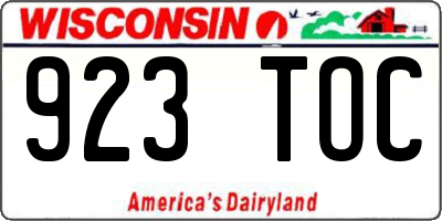WI license plate 923TOC