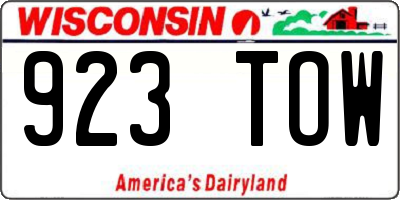 WI license plate 923TOW