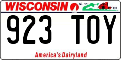 WI license plate 923TOY