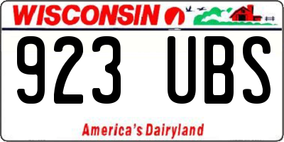 WI license plate 923UBS