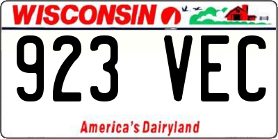 WI license plate 923VEC