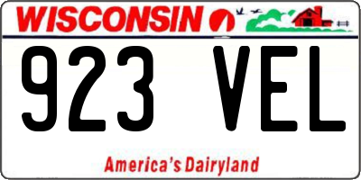 WI license plate 923VEL