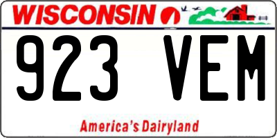 WI license plate 923VEM