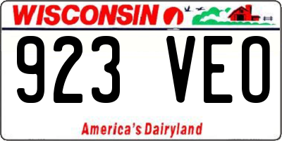 WI license plate 923VEO