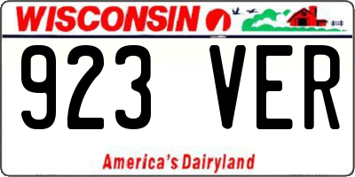 WI license plate 923VER
