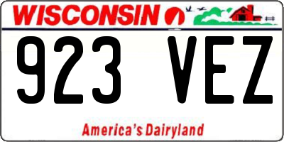 WI license plate 923VEZ