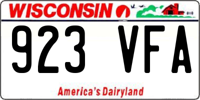 WI license plate 923VFA
