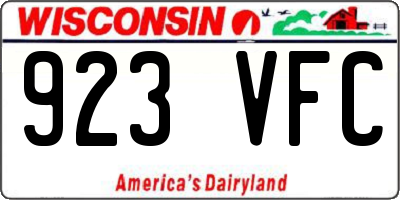 WI license plate 923VFC