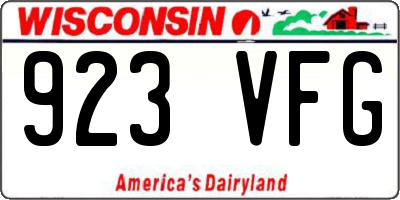 WI license plate 923VFG
