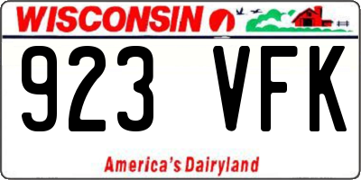 WI license plate 923VFK