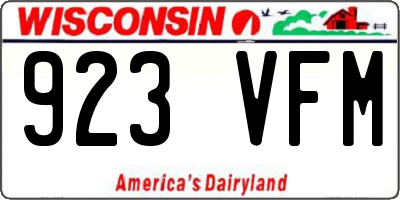WI license plate 923VFM