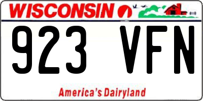 WI license plate 923VFN
