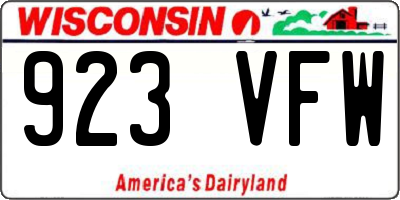 WI license plate 923VFW