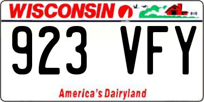 WI license plate 923VFY