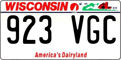 WI license plate 923VGC