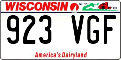 WI license plate 923VGF
