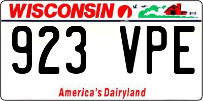 WI license plate 923VPE