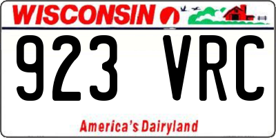 WI license plate 923VRC