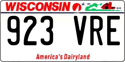 WI license plate 923VRE