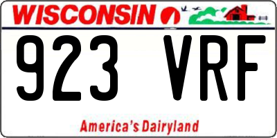 WI license plate 923VRF