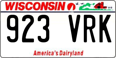WI license plate 923VRK