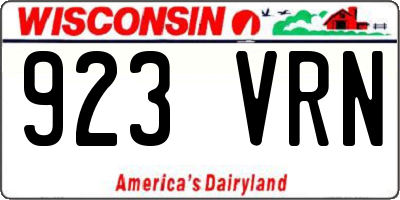 WI license plate 923VRN