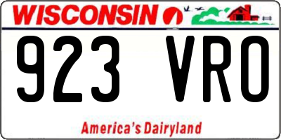 WI license plate 923VRO
