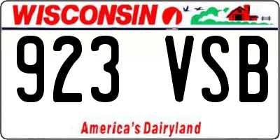 WI license plate 923VSB