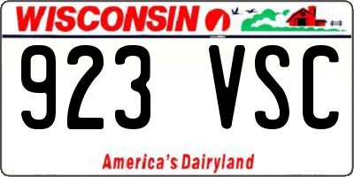 WI license plate 923VSC