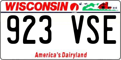 WI license plate 923VSE