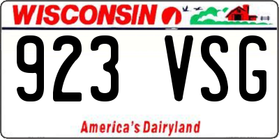 WI license plate 923VSG