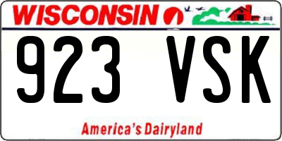 WI license plate 923VSK