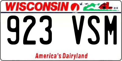 WI license plate 923VSM