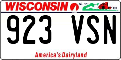 WI license plate 923VSN